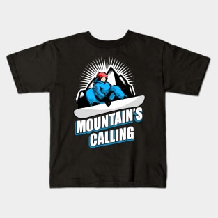 Snowboard saying mountains Kids T-Shirt